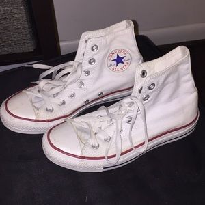 White Converse Chuck Taylor High Tops - Size 7